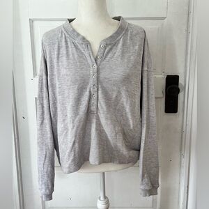 Aerie | Gray Long Sleeve Henley Shirt